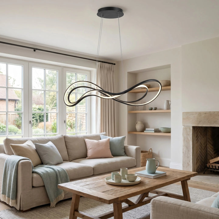 Raven Modern Wavy Loop Sculptural Metal Pendant Light | Ping ...