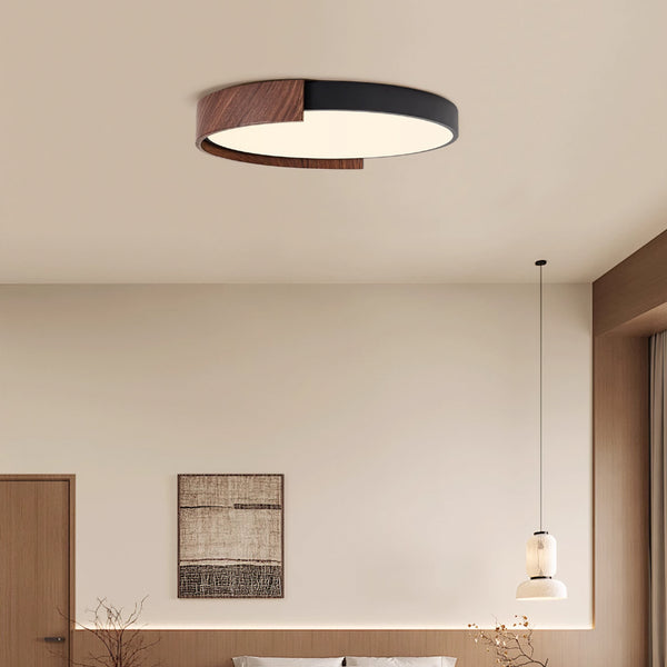 Runde Deckenleuchte Freyja Wabi-Sabi aus Holz