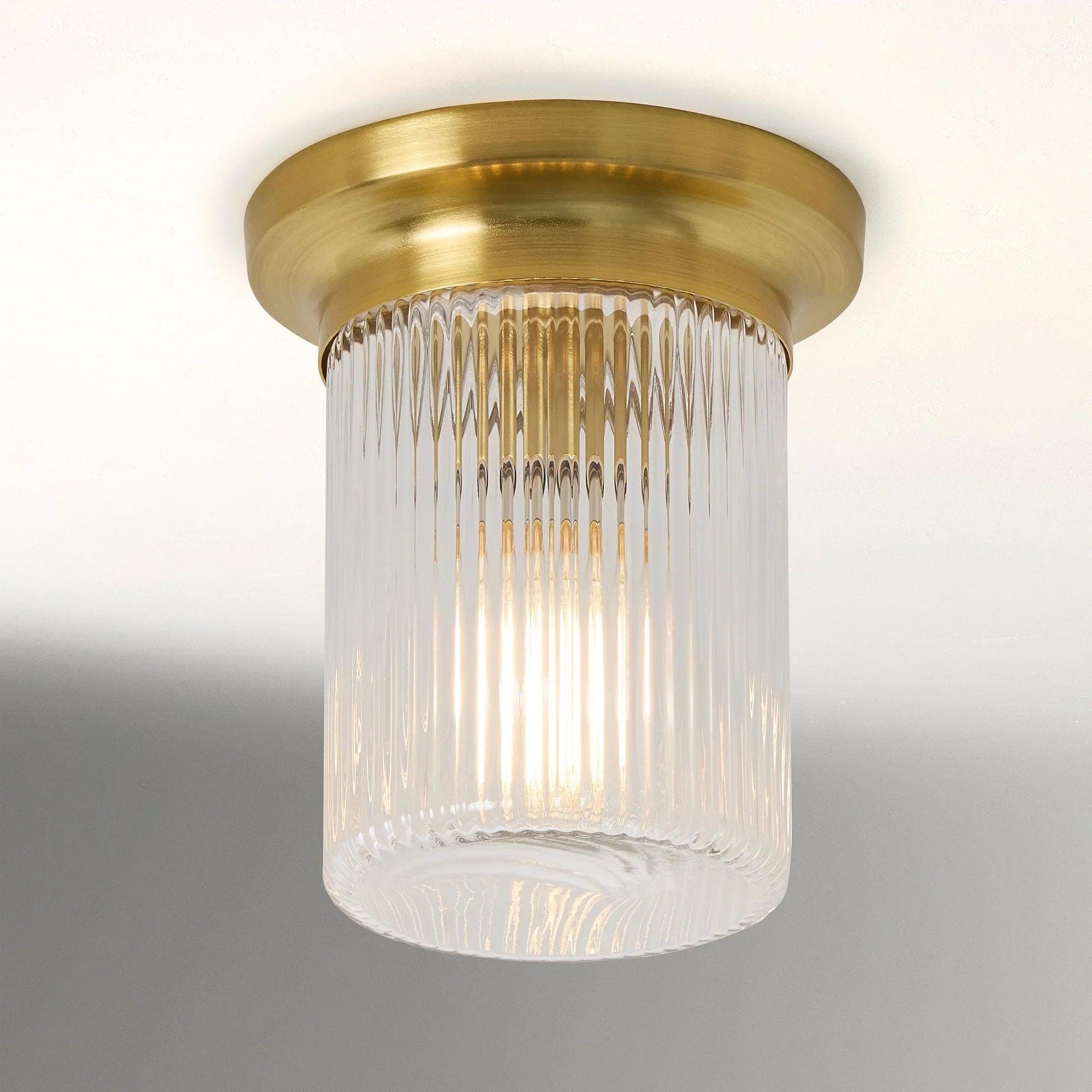 Mid-Century Modern Round Ribbed Glass Ceiling Light | Ping ...