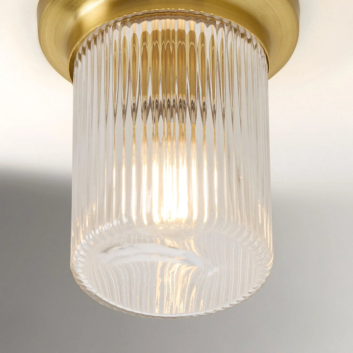 Round Ribbed Glass Mid-Century Modern Round Ribbed Glass Ceiling Light | Ping ...