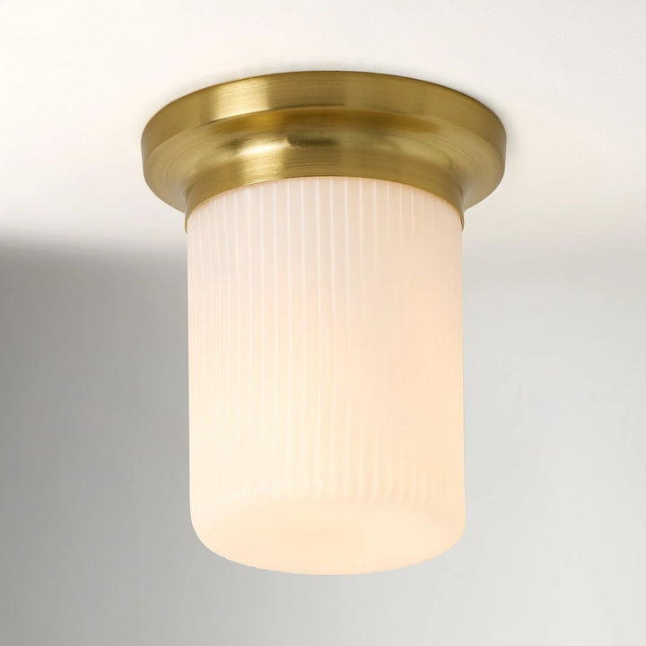 Round Ribbed Glass Mid-Century Modern Round Ribbed Glass Ceiling Light | Ping ...