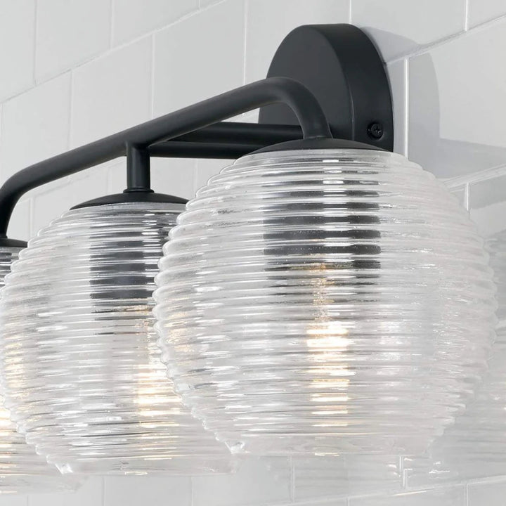 Huxley Minimalist 3-Light Ribbed Glass Wall Light | Ping – pinglighting.de